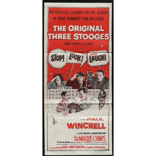 Stop! Look! and Laugh! (1960) Orig. Australian Daybill Movie Poster Folded 13x30