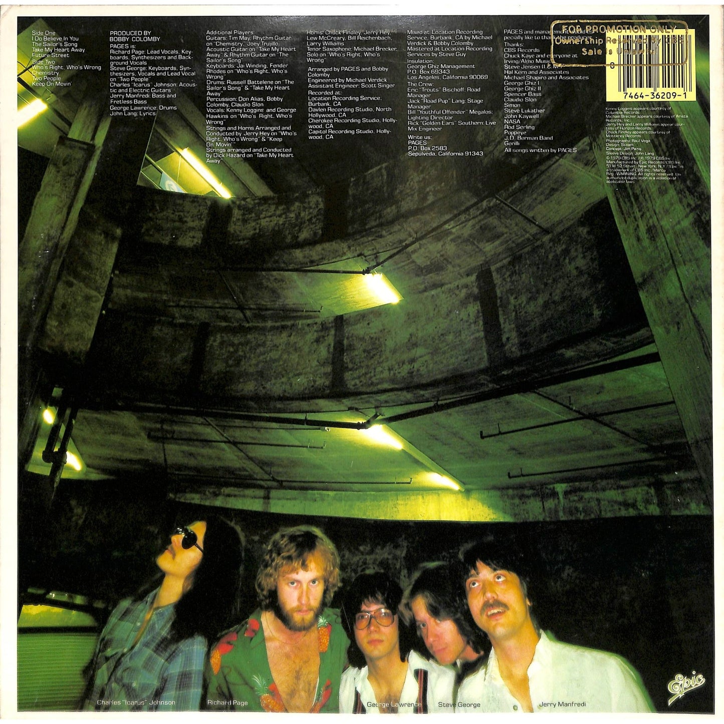 Pages - Future Street (1979) Vinyl Record JE 36209