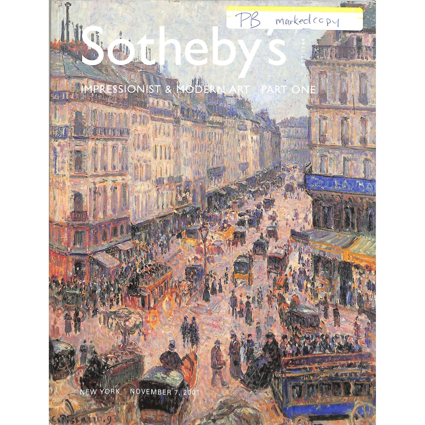 Sotheby's Impressionist and Modern Art Part 1 Auction Catalog November 7, 2001