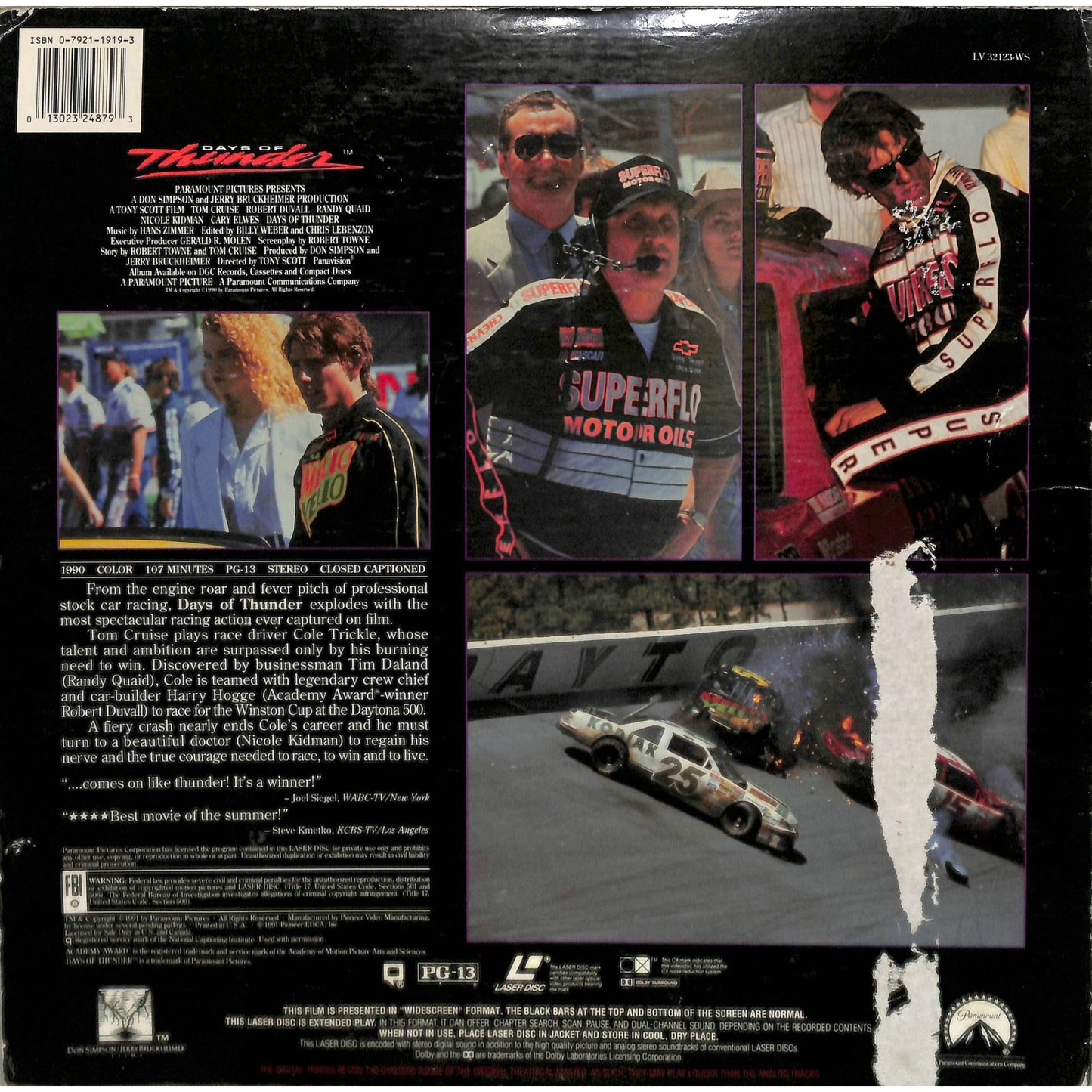 Days of Thunder (1990) Laserdisc