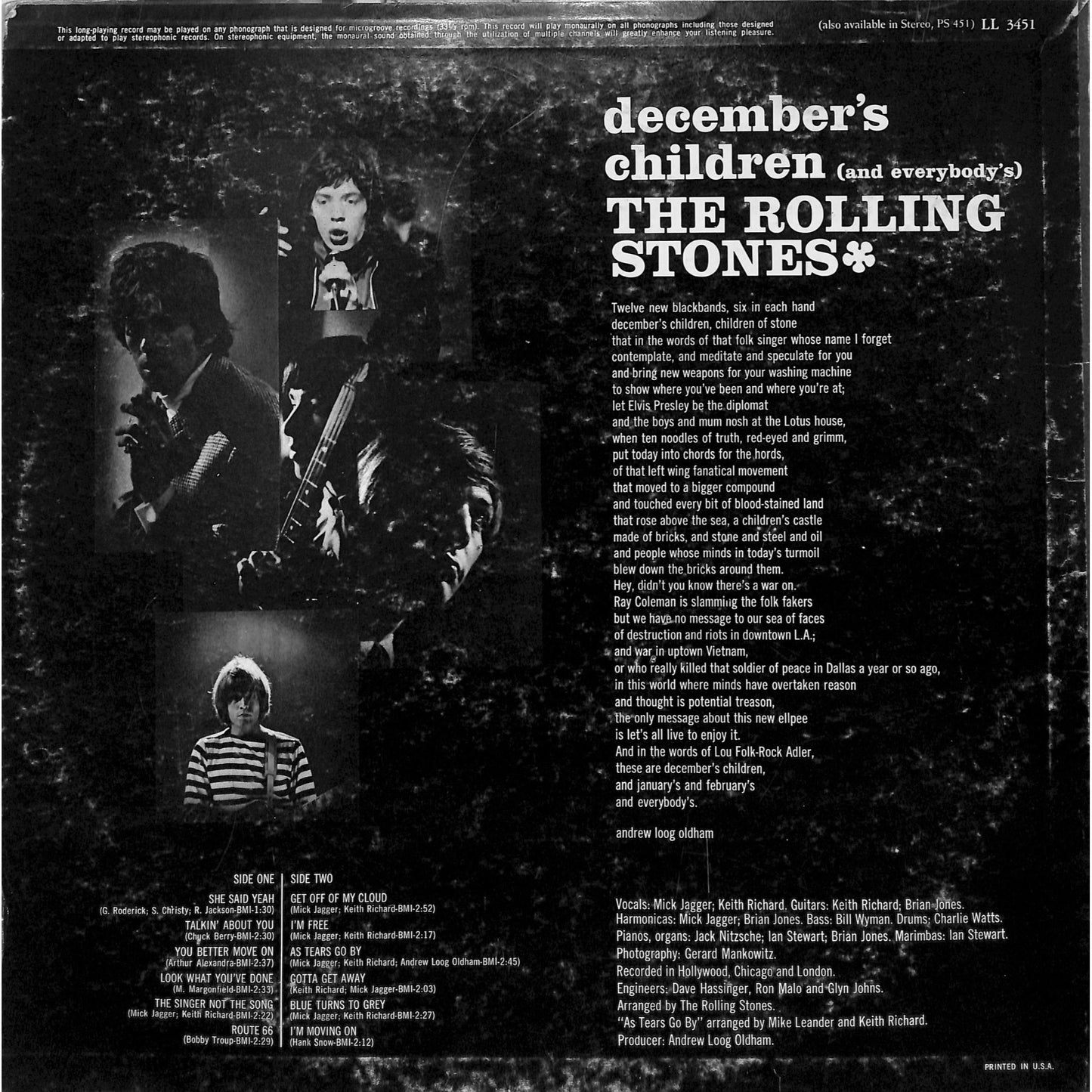 The Rolling Stones - December's Children Vinyl Record LL 3451