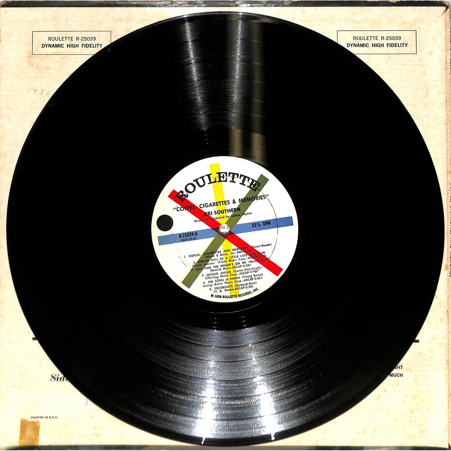 Jeri Southern - Coffee, Cigarettes & Memories (1958) Vinyl Record R-25039