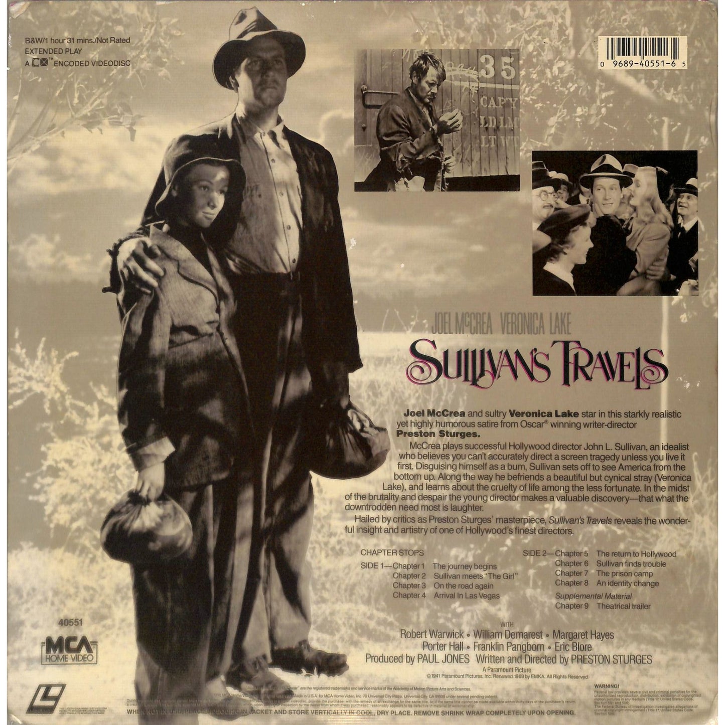 Sullivan's Travels (1941) Laserdisc