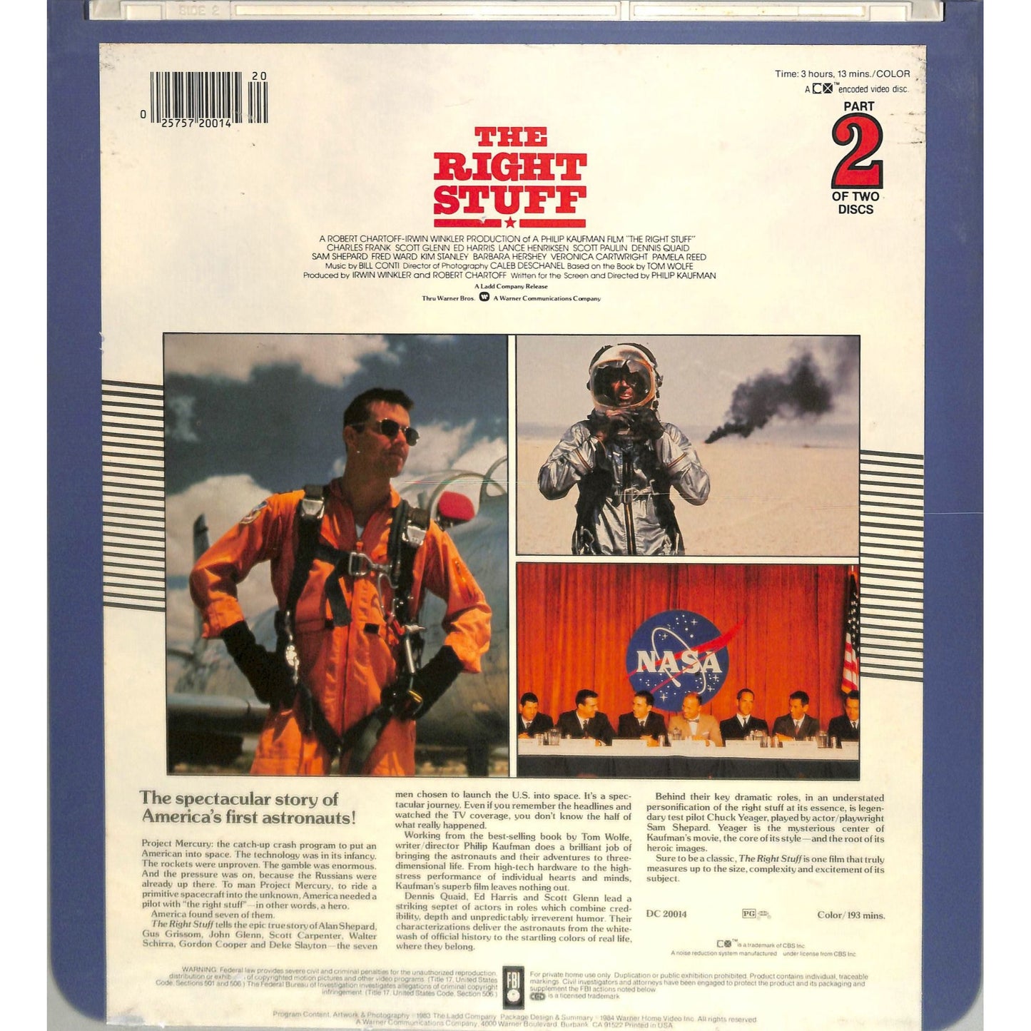The Right Stuff (1983) Vintage Double CED Videodisc