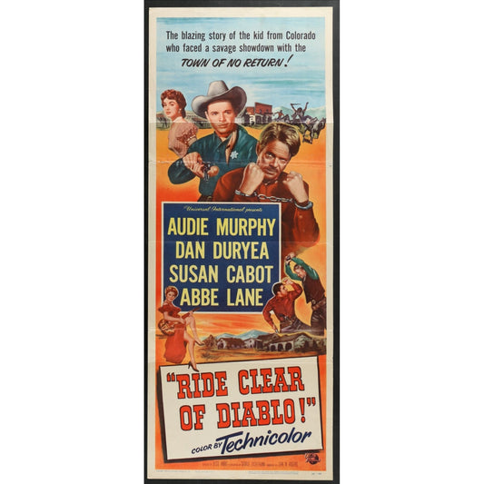 Ride Clear of Diablo (1954) Original Western Insert Movie Poster Folded 14x36