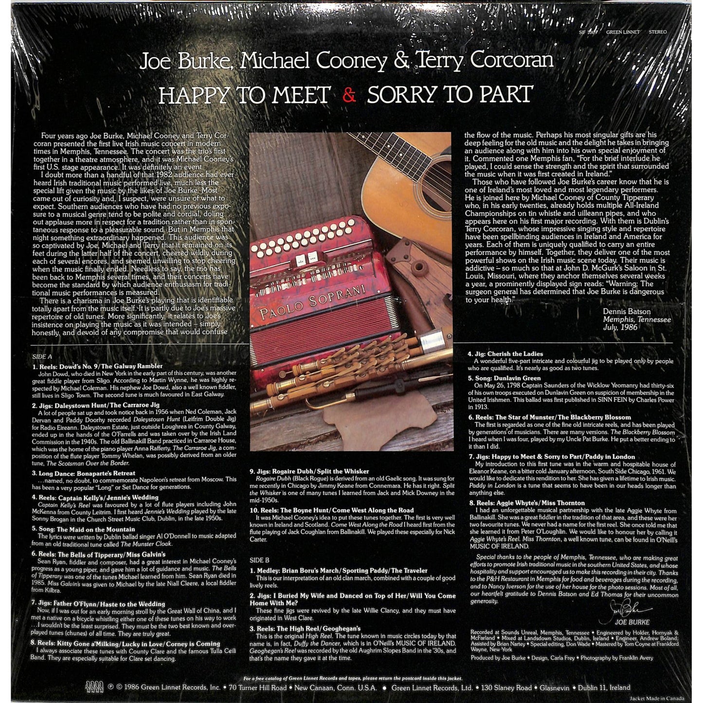Burke, Cooney, & Corcoran - Happy to Meet & Sorry to Part Vinyl Record SIF 1069