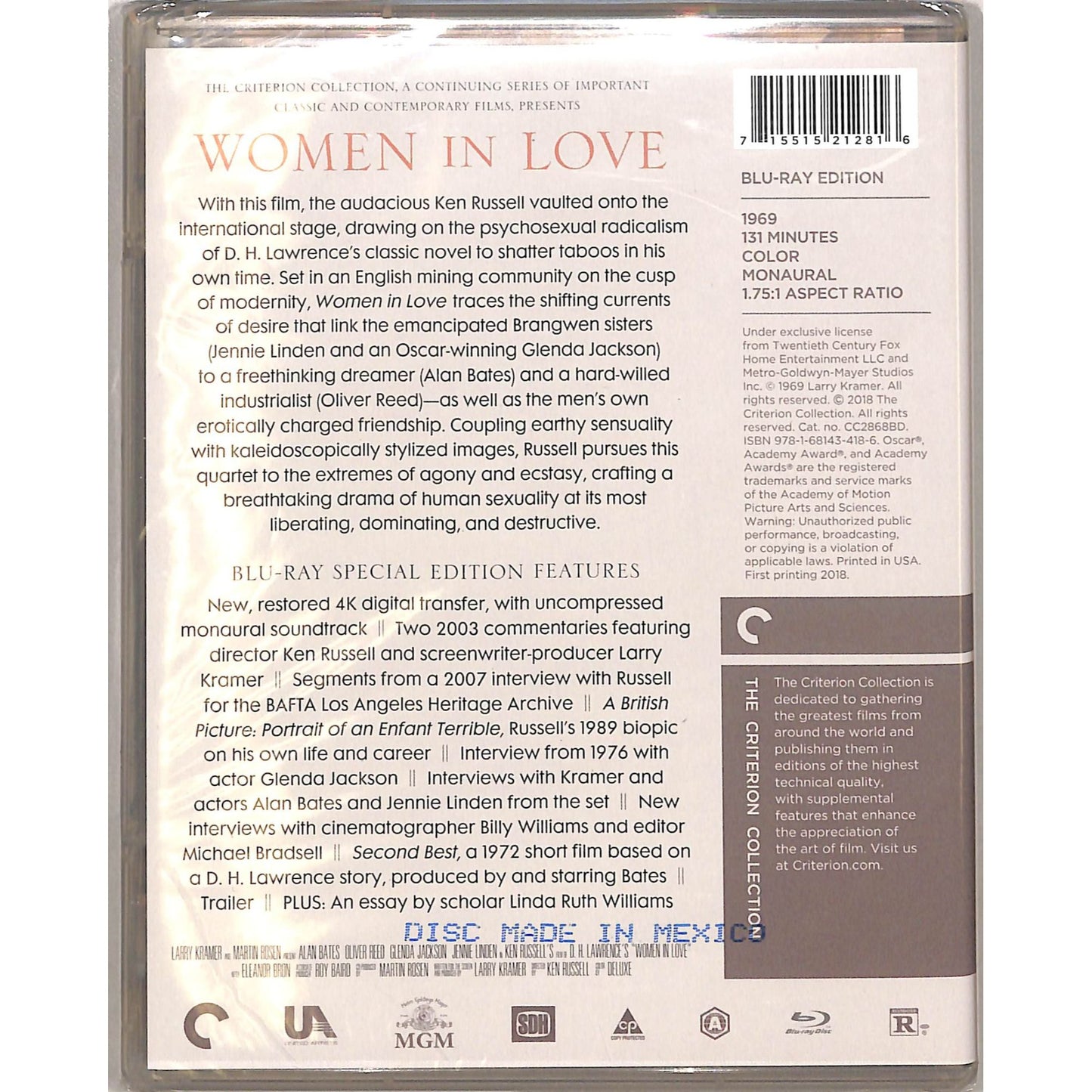 Women in Love (1969) The Criterion Collection Sealed Blu Ray Disc
