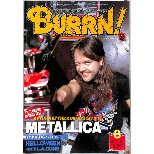 Burrn! Magazine Issue #8 August 1990 Lars Ulrich Cover Heavy Metal Japan
