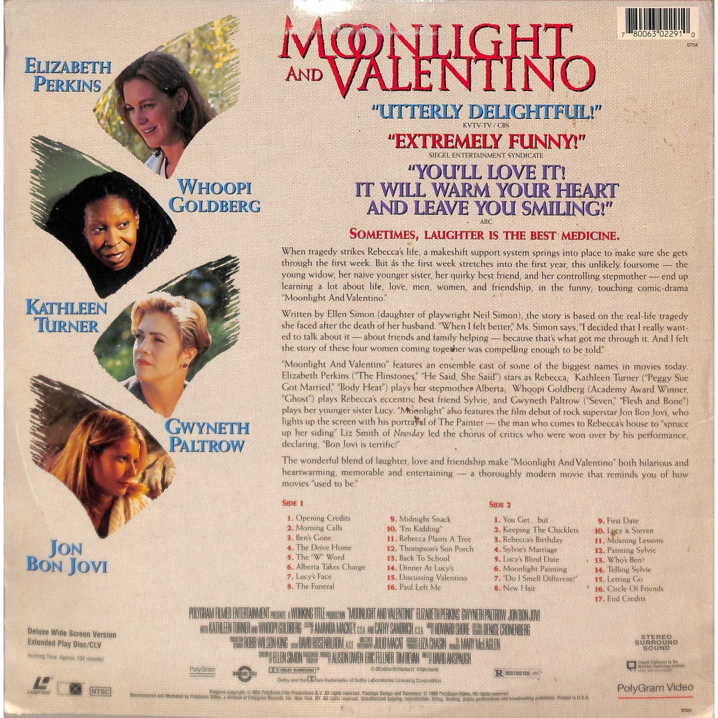 Moonlight and Valentino (1995) Laserdisc