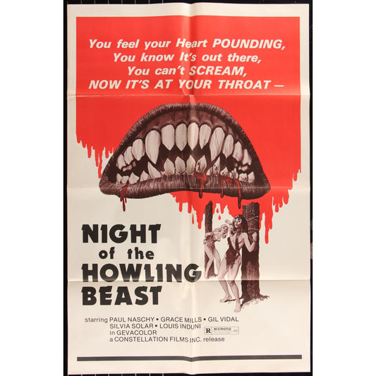 Night of the Howling Beast (1975) Original Movie Poster Folded 27x41