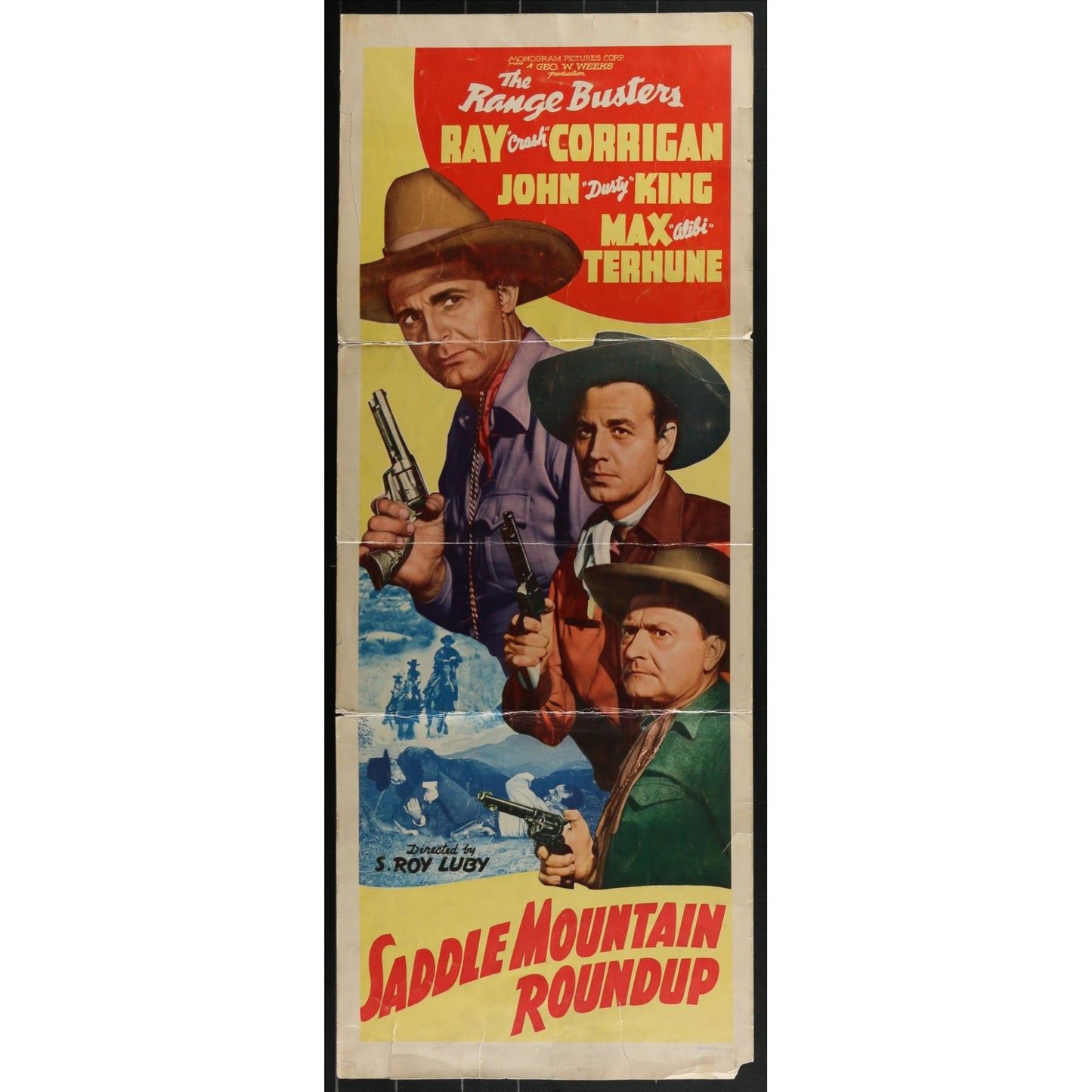 Saddle Mountain Roundup (1941) Original Western Insert Movie Poster Folded 14x36