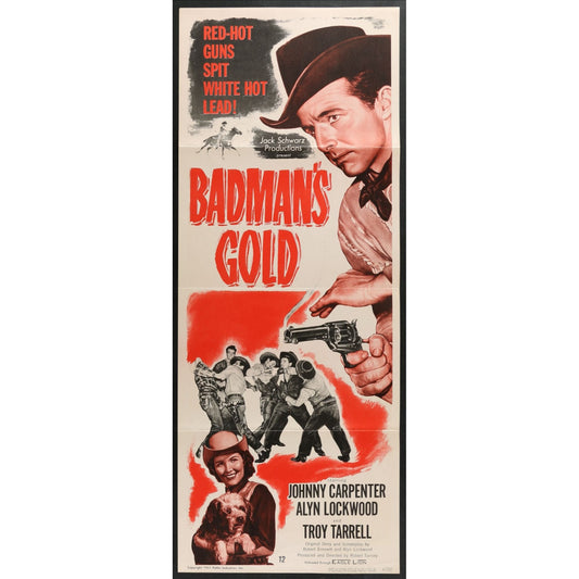 Badman's Gold (1951) Original Western Insert Movie Poster Folded 14x36