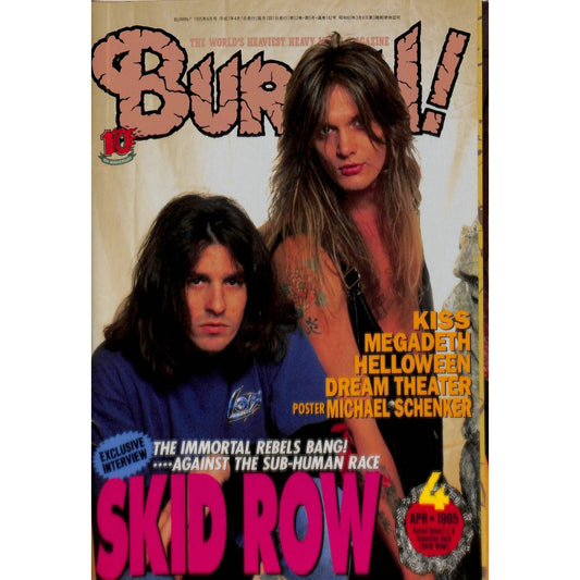 Burrn! Magazine Issue #4 April 1995 Skid Row Cover Heavy Metal Japan