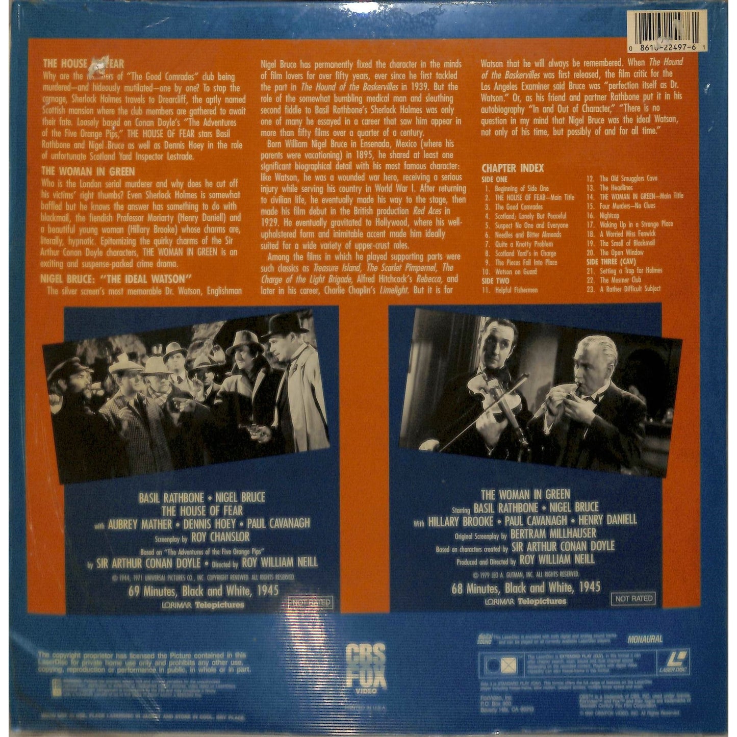 Sherlock Holmes Double feature (1945) Laserdisc Video