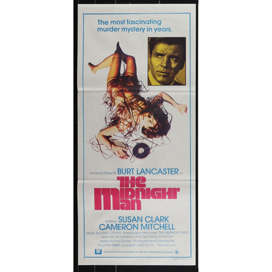 The Midnight Man (1974) Original Australian Daybill Poster Folded 13x30